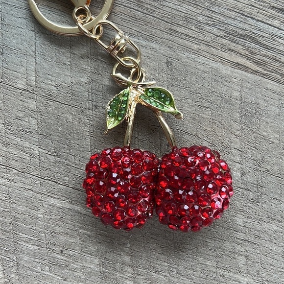 NWOT Crystal bling Cherries Keychain - Picture 2 of 3
